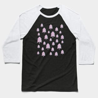 Pink Leopard Print Christmas Tree Pattern on Green Baseball T-Shirt